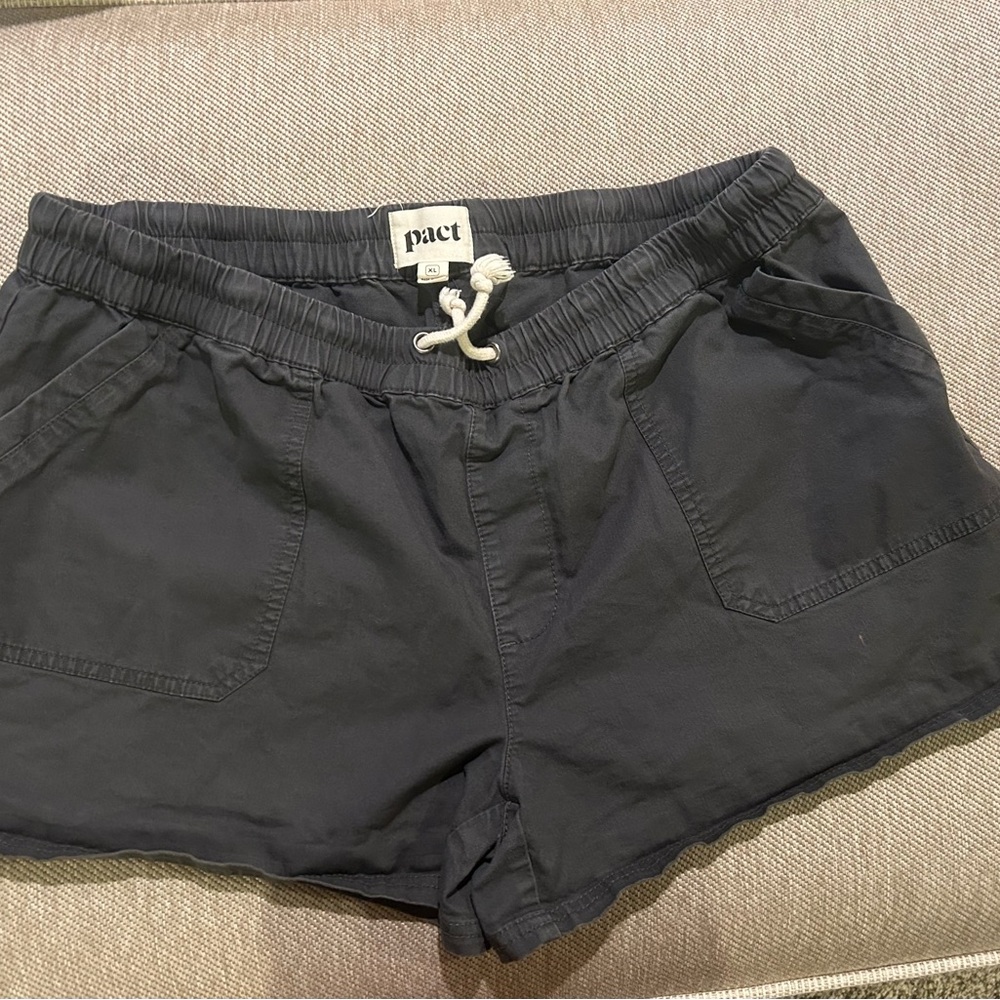 Grey twill shorts (Pact brand). Size XL.